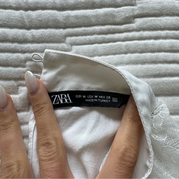 Zara White Lace Sleeve Top - Picture 4 of 7